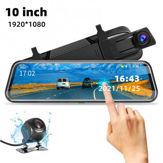 Dual Recording Dash Cam with Front and Rear View Mirror Integration
